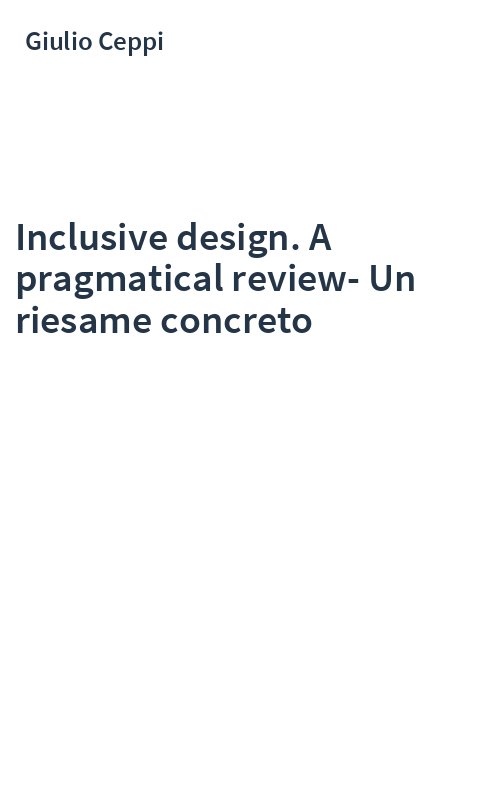 Inclusive design. A pragmatical review-Un riesame concreto
