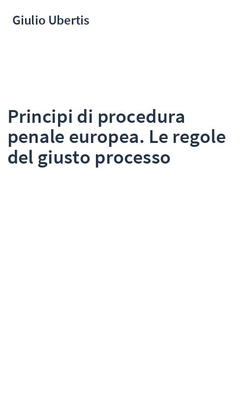 Principi di procedura penale europea. Le regole del giusto processo