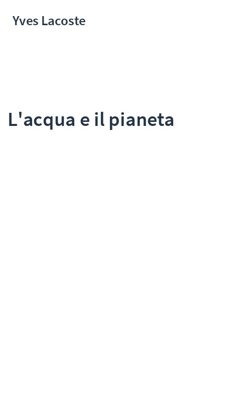 L'acqua e il pianeta