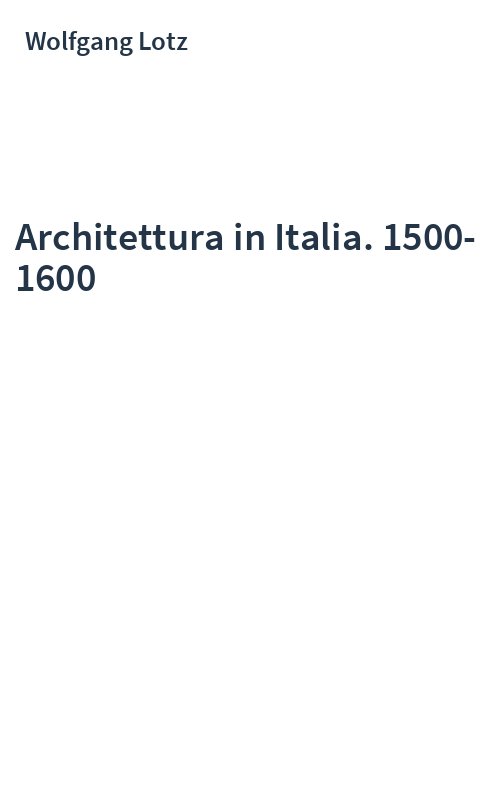 Architettura in Italia. 1500-1600