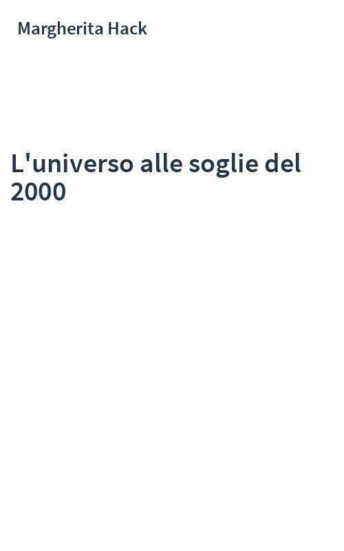 L'universo alle soglie del 2000
