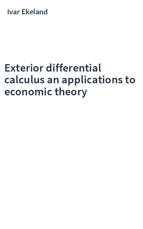 Exterior differential calculus an applications to economic theory