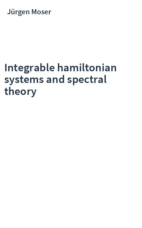 Integrable hamiltonian systems and spectral theory