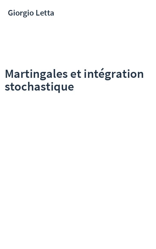 Martingales et intégration stochastique