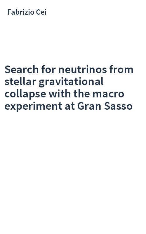 Search for neutrinos from stellar gravitational collapse with the macro experiment at Gran Sasso