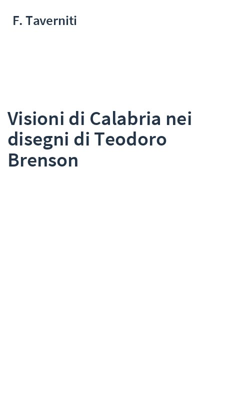 Visioni di Calabria nei disegni di Teodoro Brenson