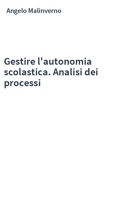 Gestire l'autonomia scolastica. Analisi dei processi