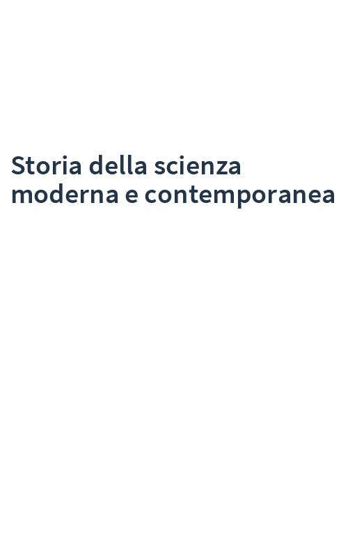 Storia della scienza moderna e contemporanea