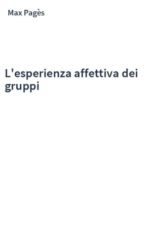L'esperienza affettiva dei gruppi