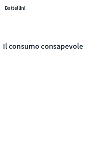 Il consumo consapevole