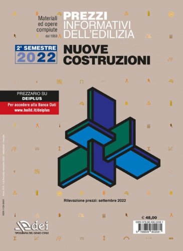 Prezzi informativi dell'edilizia. Nuove costruzioni. 2º semestre 2022. Materiali ed opere compiute