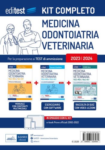 Kit completo test Medicina-Odontoiatria (TOLC-MED), Veterinaria (TOLC-VET) 2023: Manuale di teoria e test-Raccolta di 12.000 quiz-Esercizi e verifiche