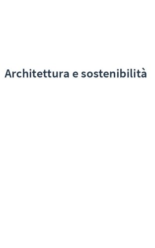 Architettura e sostenibilità