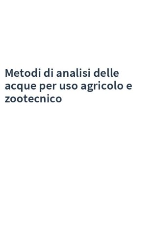 Metodi di analisi delle acque per uso agricolo e zootecnico