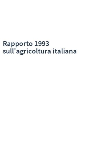 Rapporto 1993 sull'agricoltura italiana