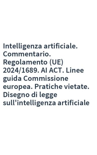 Intelligenza artificiale. Commentario. Regolamento (UE) 2024/1689. AI ACT. Linee guida Commissione europea. Pratiche vietate. Disegno di legge sull'intelligenza artificiale