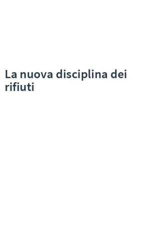 La nuova disciplina dei rifiuti