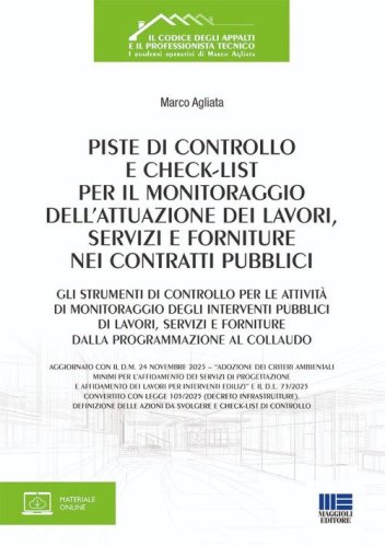 Piste di controllo e check-list per il monitoraggio dell'attuazione dei lavori, servizi e forniture nei contratti pubblici. Gli strumenti di controllo per le attività di monitoraggio degli interventi pubblici di lavori, servizi e forniture dalla programma