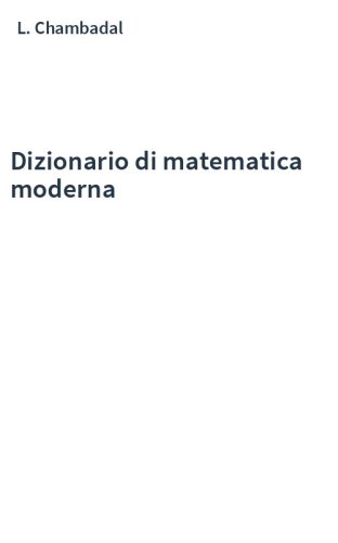 Dizionario di matematica moderna
