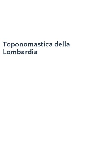 Toponomastica della Lombardia