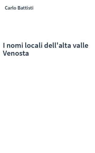 I nomi locali dell'alta valle Venosta