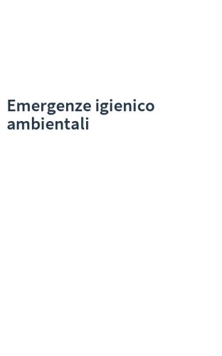 Emergenze igienico ambientali