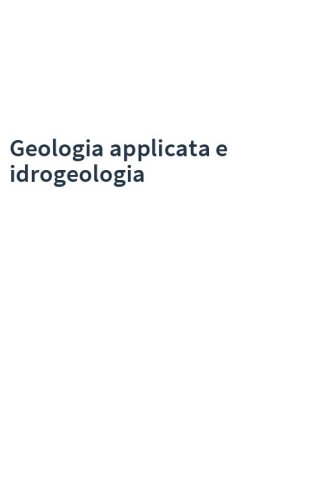 Geologia applicata e idrogeologia