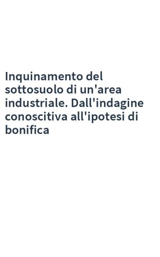 Inquinamento del sottosuolo di un'area industriale. Dall'indagine conoscitiva all'ipotesi di bonifica
