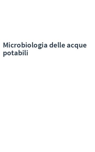 Microbiologia delle acque potabili