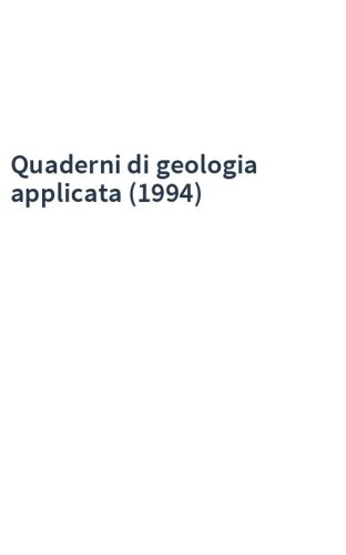 Quaderni di geologia applicata (1994)