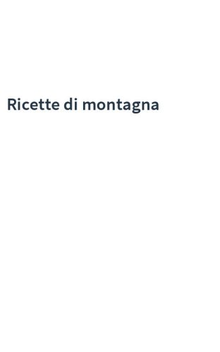 Ricette di montagna